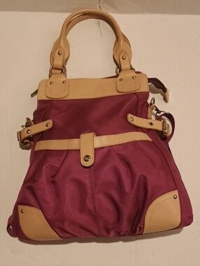 Falchi New York Women's Two-Tone Burgundy and Tan Satchel Crossbody